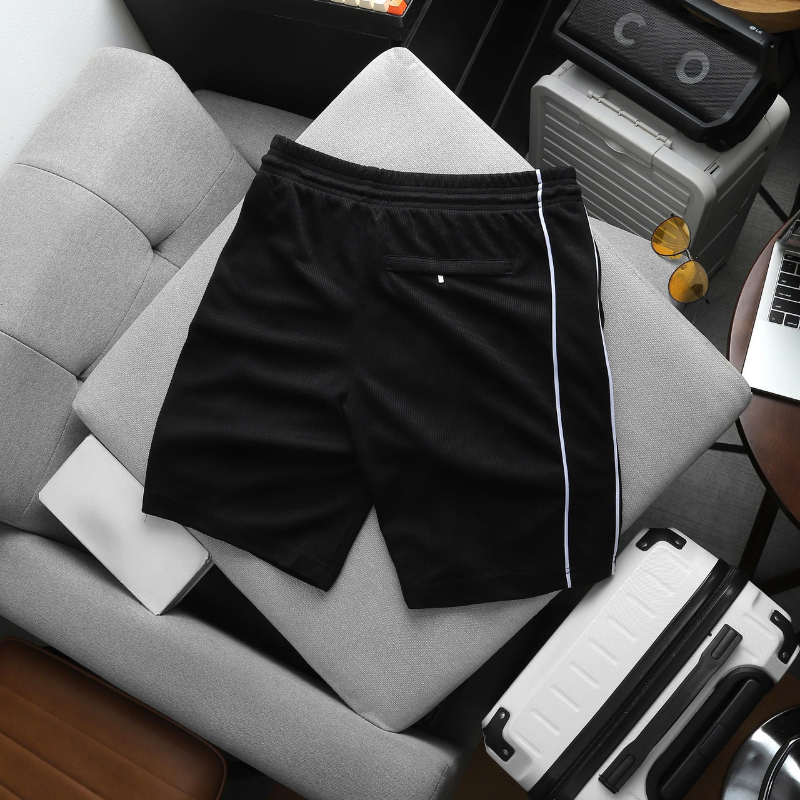 Set bộ nam quần short phối sọc 2 bên và áo thun cổ tròn thêu chữ Packhorse size M-XXL