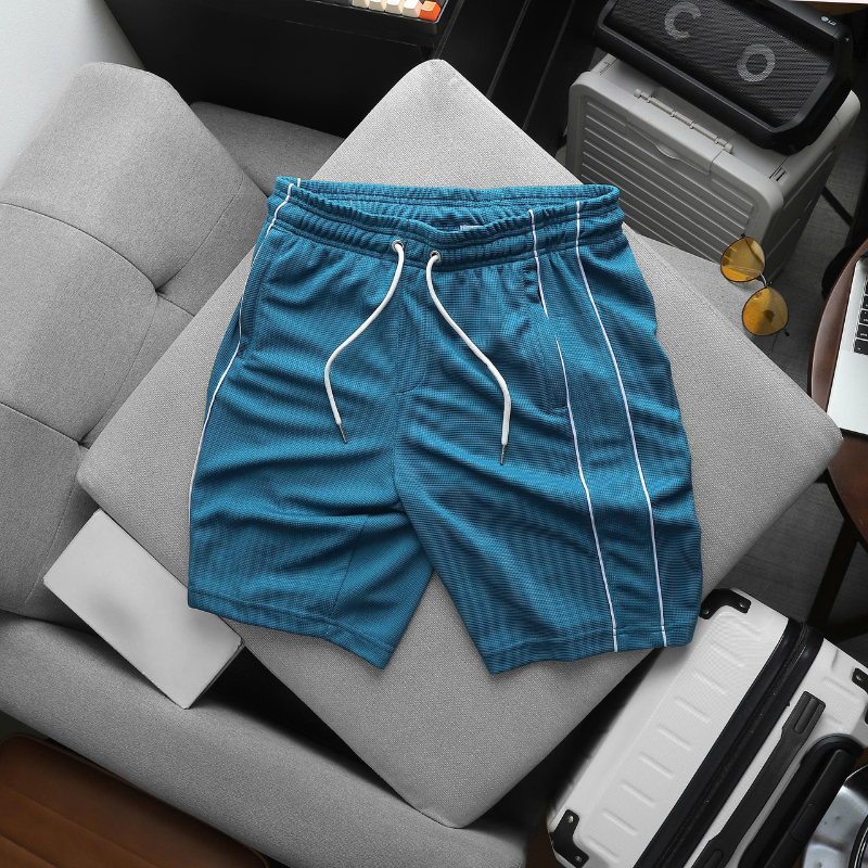 Set bộ nam quần short phối sọc 2 bên và áo thun cổ tròn thêu chữ Packhorse size M-XXL