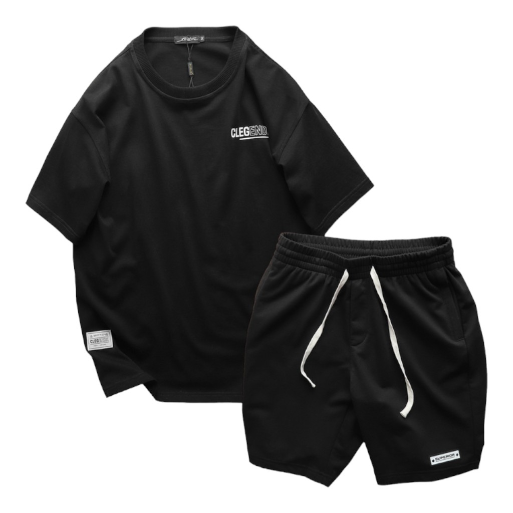 Khám phá Set Bộ Nam Quần Short Phối Áo Thun Cổ Tròn Unisex In Chữ CLEGENDK Big Size 110kg thuộc nhóm Set bộ quần áo nam