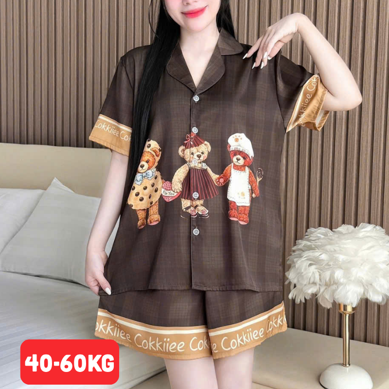 Mẫu nâu phối họa tiết gấu dễ thương