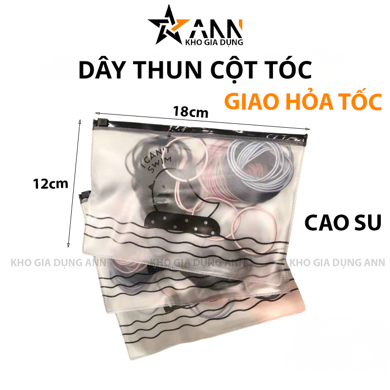 Set Dây Thun Buộc Tóc Kèm Túi Zip 18x12cm