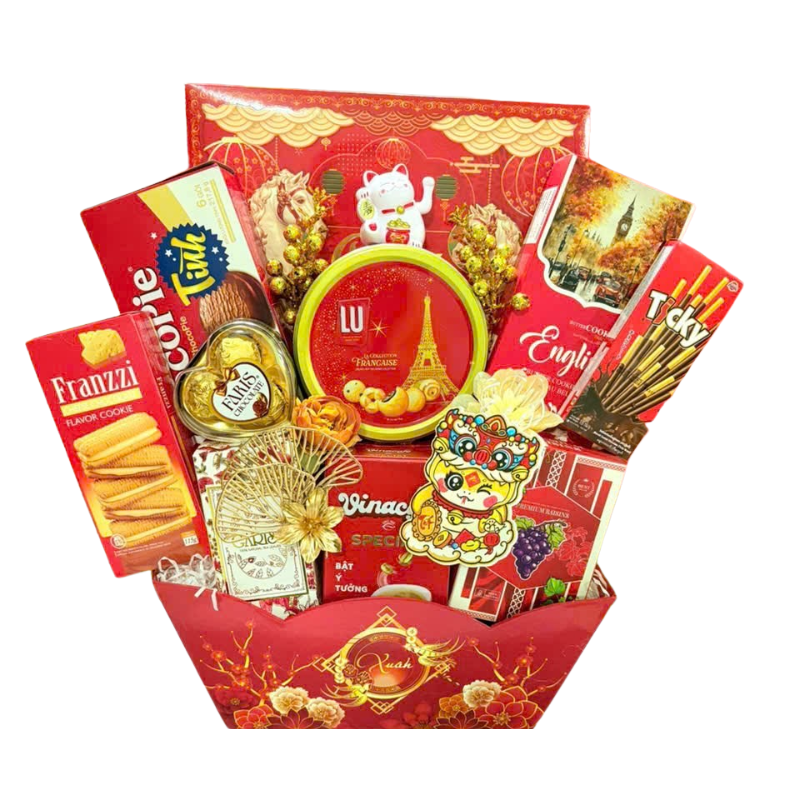 Set Giỏ Quà Tết Sang Trọng – Quà Biếu & Trang Trí Tết Cho Công Ty phù hợp để tham khảo khi chọn bánh kẹo