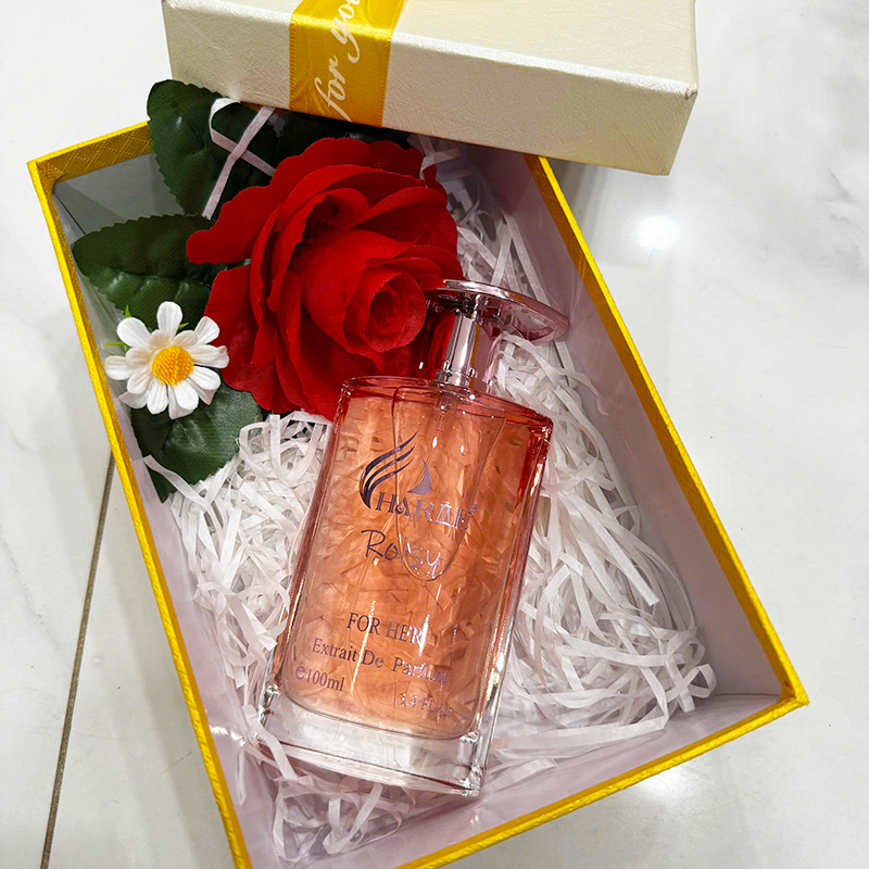 Set Hộp Quà Tặng Chữ Nhật Lớn Nước Hoa Nữ Charme Roisy For Her Extrait De Parfum 100ml - Hộp Hoa Rơm Nhiều Màu