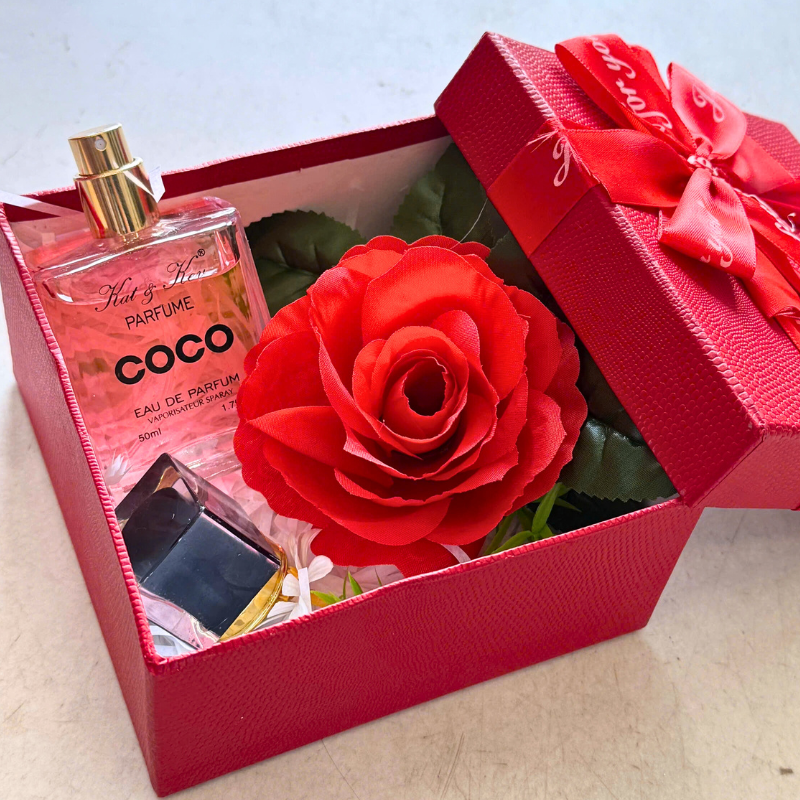 Set Hộp Quà Tặng Nước Hoa Nữ Kat Kev Parfume Coco Hồng 50ml