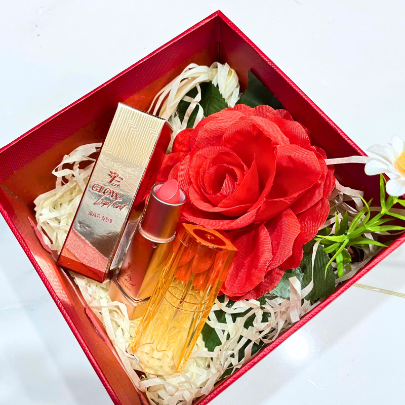 Set hộp quà son dưỡng ẩm môi Embisu Glow Lip Tint - hộp hoa rơm nhiều màu