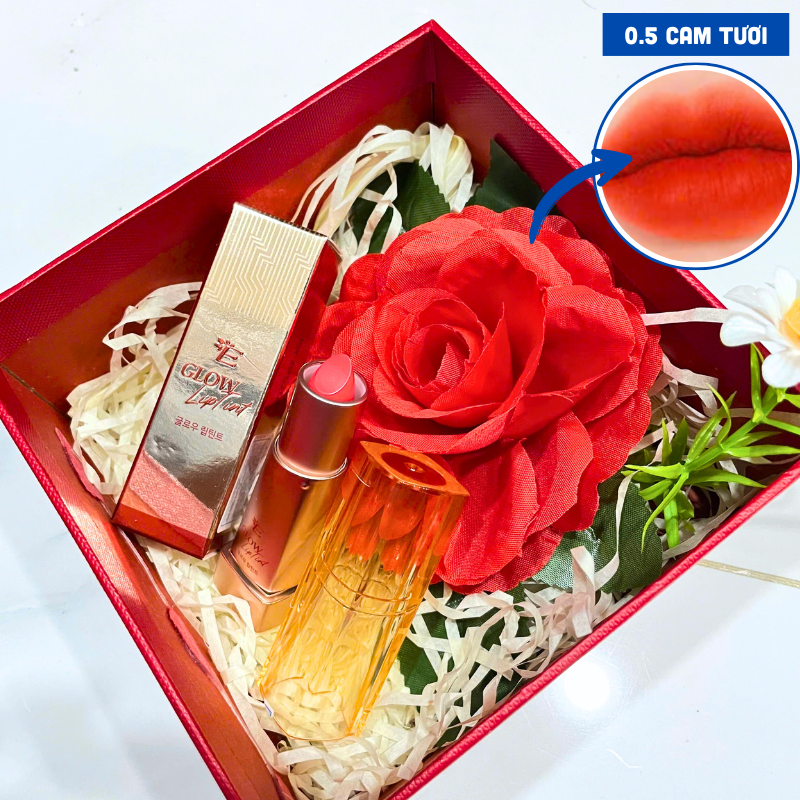 Set hộp quà son dưỡng ẩm môi Embisu Glow Lip Tint - hộp hoa rơm nhiều màu