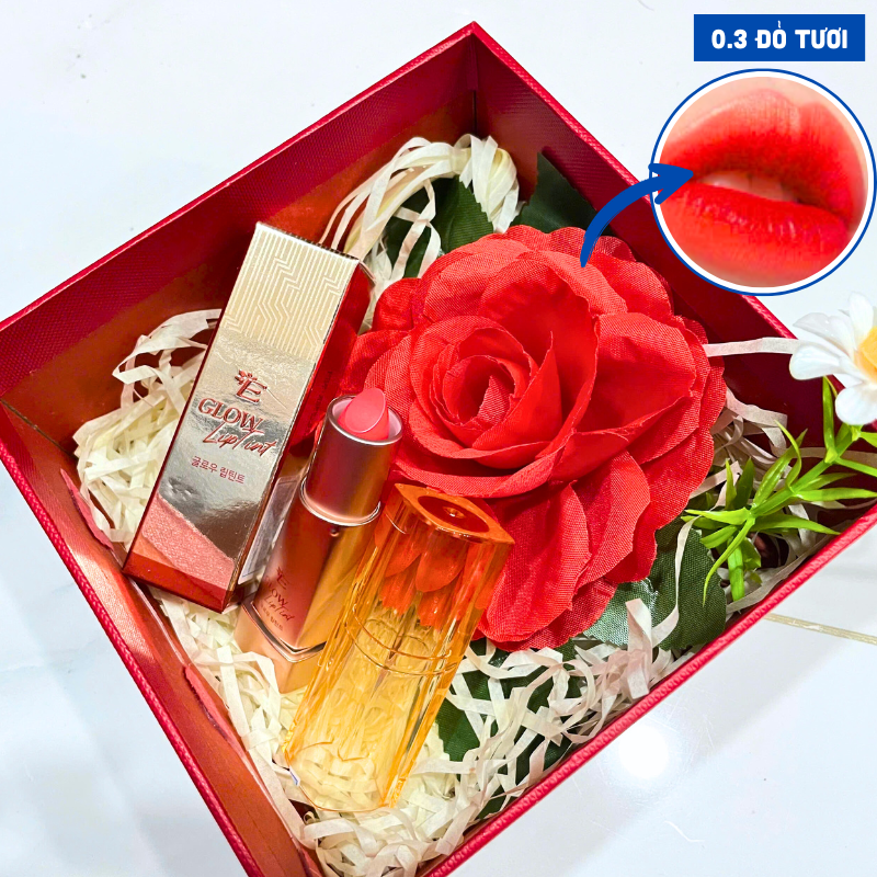 Set hộp quà son dưỡng ẩm môi Embisu Glow Lip Tint - hộp hoa rơm nhiều màu