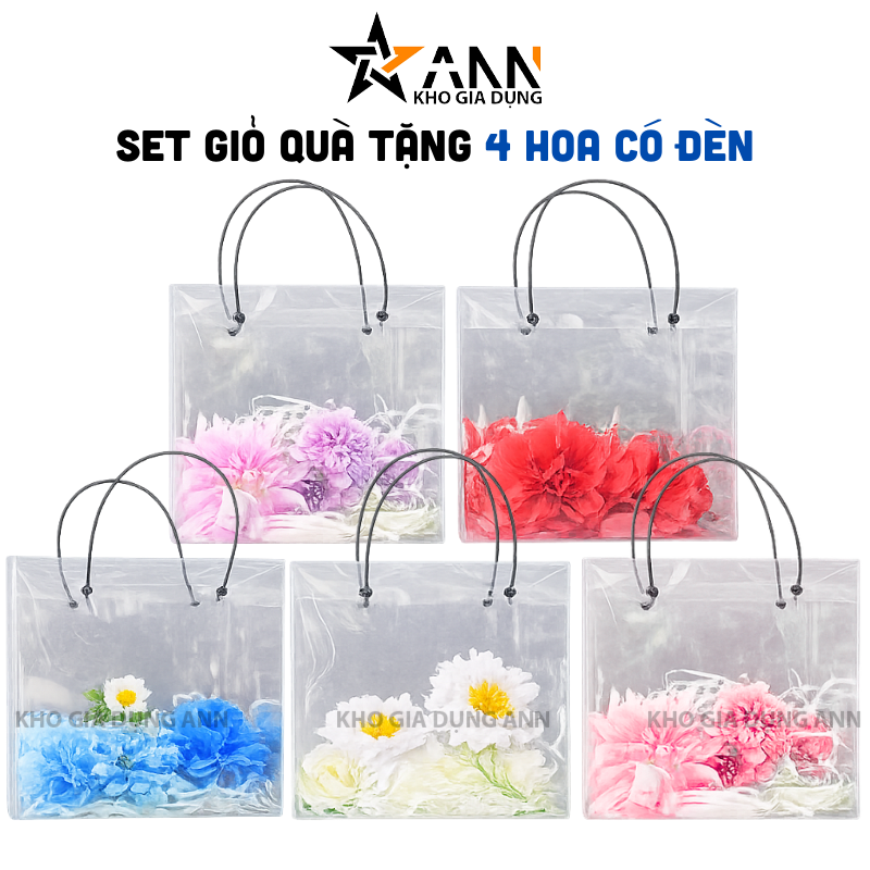 Set phụ kiện giỏ quà tặng túi hoa đom đóm 4 hoa xinh xắn nhiều màu