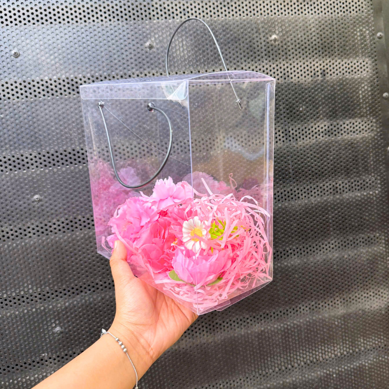 Set phụ kiện giỏ quà tặng túi hoa đom đóm 4 hoa xinh xắn nhiều màu