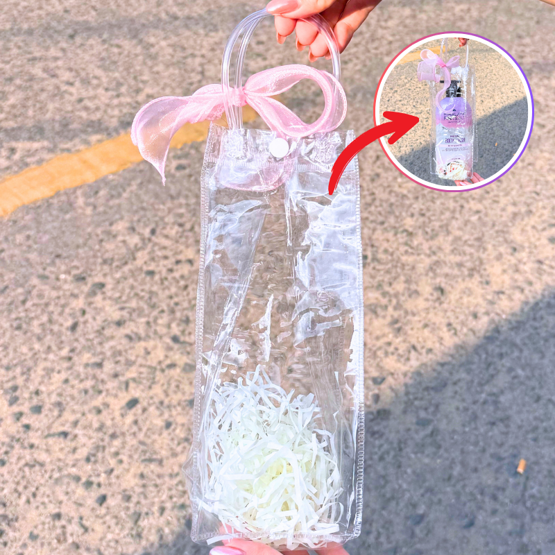 Set phụ kiện giỏ quà tặng túi trong dài lót giấy rơm thắt nơ nhiều màu
