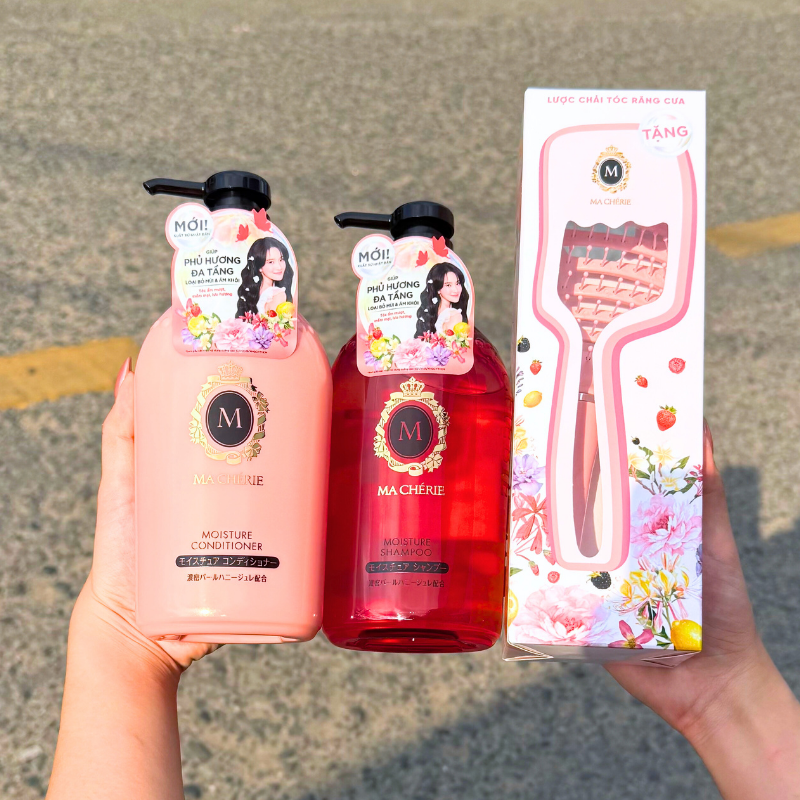 Set Quà Tặng Dầu Gội & Dầu Xả MA CHÉRIE Hương Nước Hoa Kèm Lược