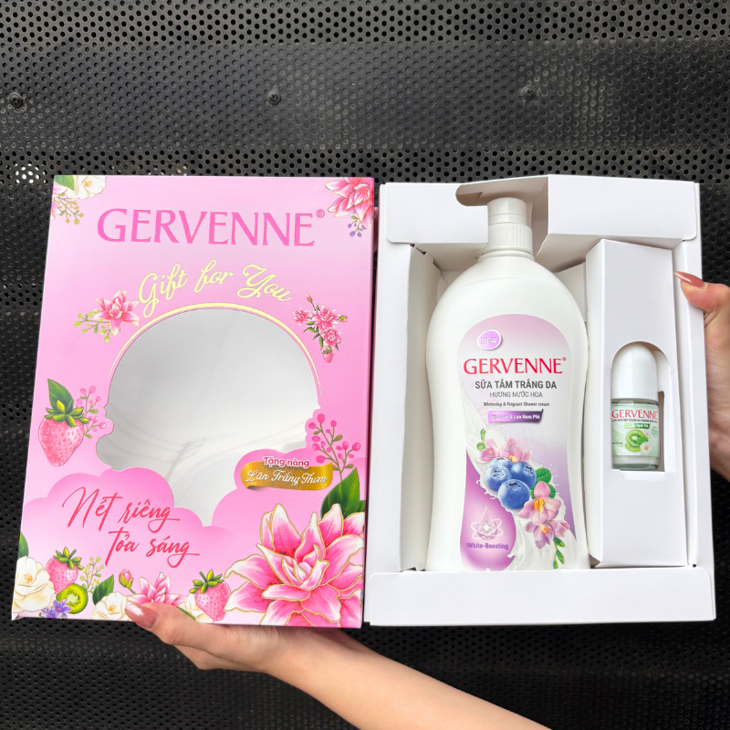 Set Quà Tặng Sữa Tắm Trắng Da Hương Nước Hoa & Lăn Khử Mùi Gervenne