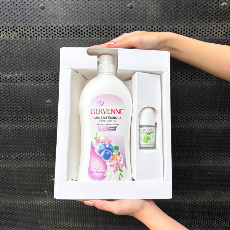 Set Quà Tặng Sữa Tắm Trắng Da Hương Nước Hoa & Lăn Khử Mùi Gervenne