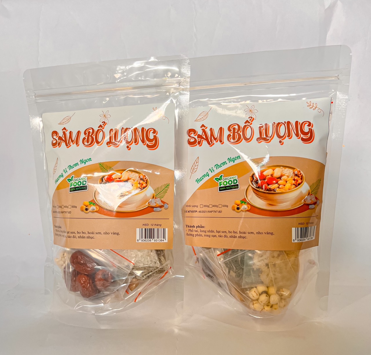 Hình dáng túi zip và bộ nguyên liệu phối sẵn bên trong