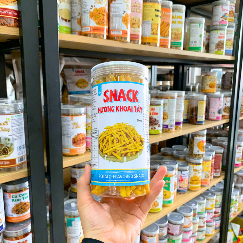 Mặt trước hộp snack hương khoai tây, khối lượng 200g