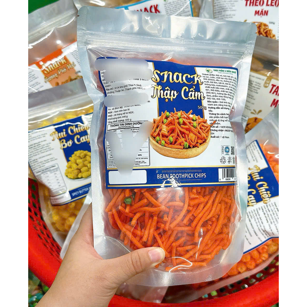 Snack thập cẩm que đậu 500g túi zip