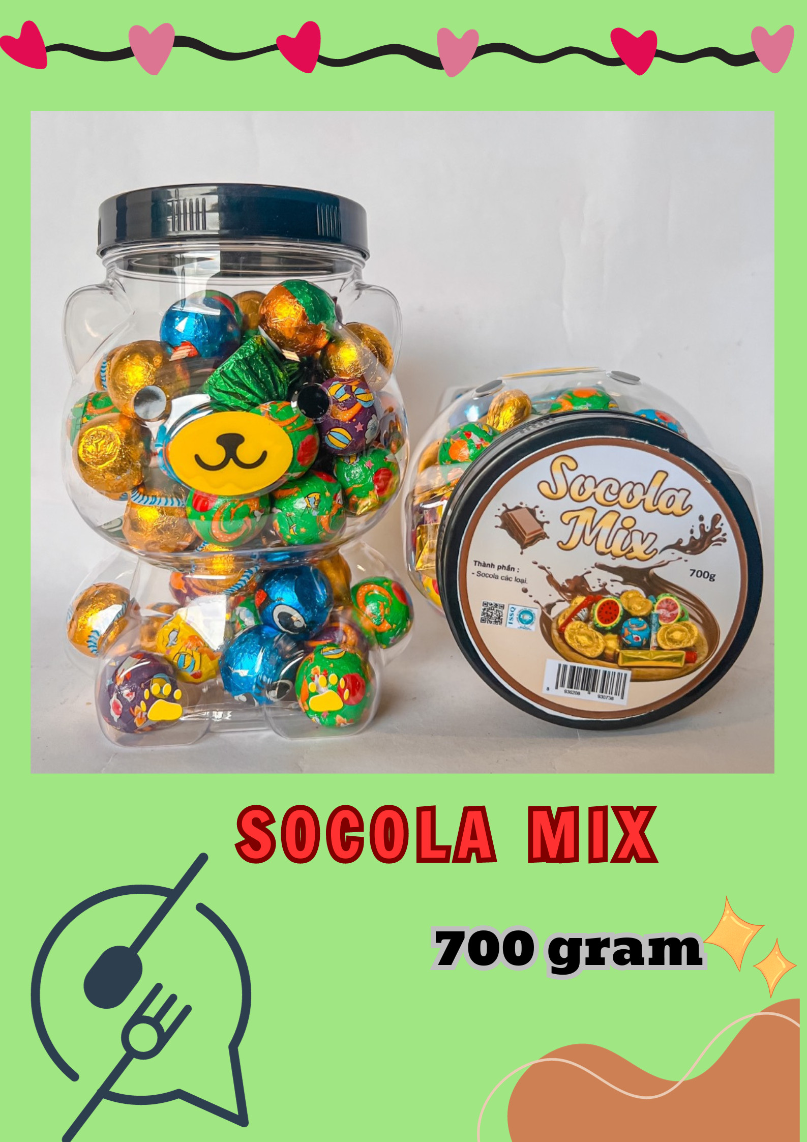 Nhãn sản phẩm với khối lượng 700g và thông tin thành phần
