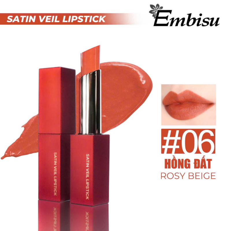 Son Môi Sáp Lì Embisu Satin Veil Lipstick Hàn Quốc - 6 Màu