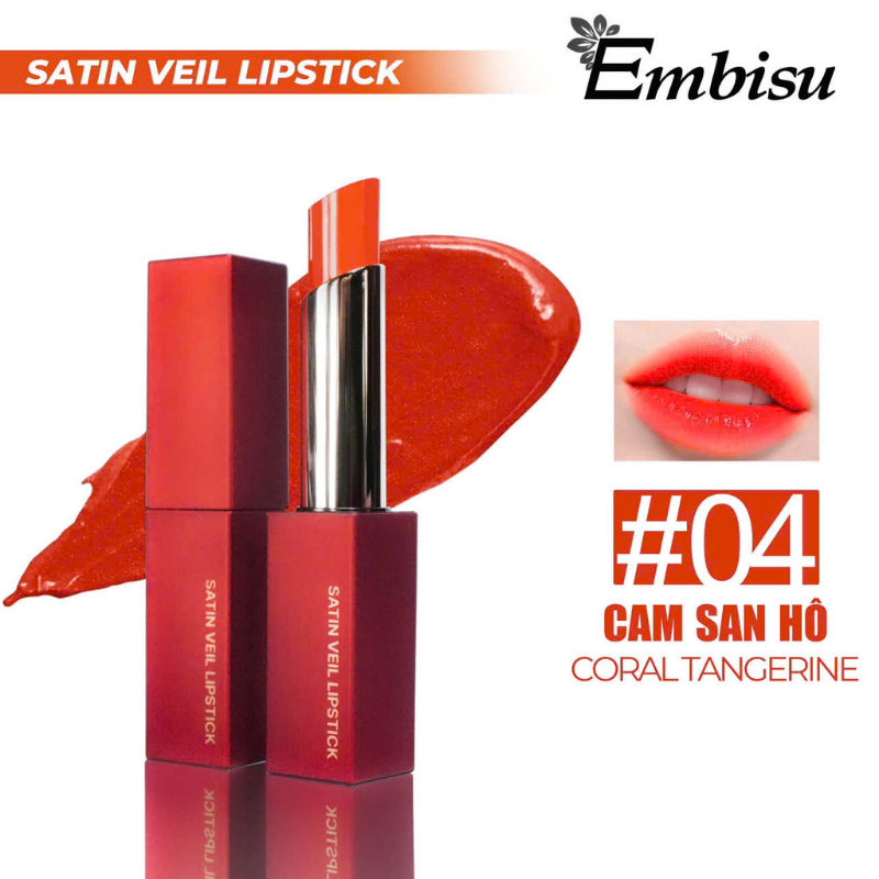 Son Môi Sáp Lì Embisu Satin Veil Lipstick Hàn Quốc - 6 Màu
