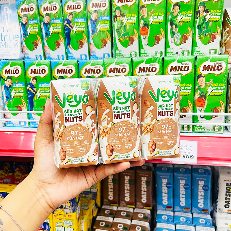 Sữa 5 Loại Hạt Cao Cấp Veyo Lốc 3 Hộp 180ml