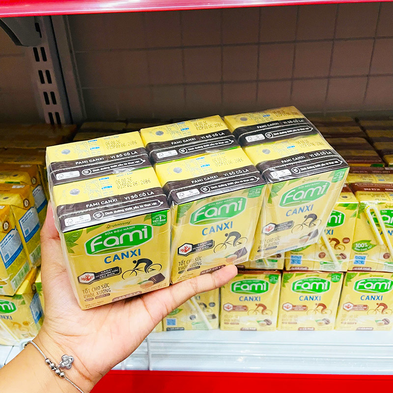 Sữa Đậu Nành FAMI Canxi Vị Sô Cô La Lốc 6 Hộp 200ml
