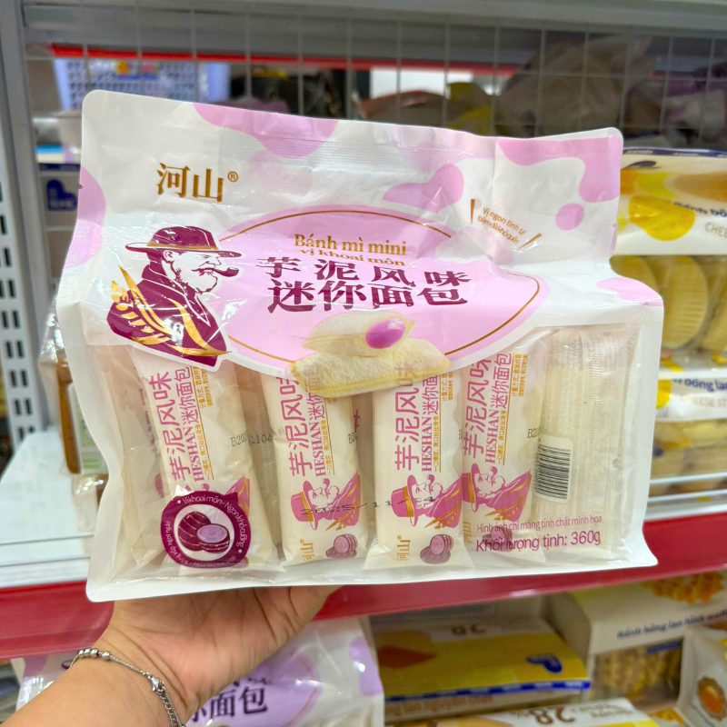 Hình ảnh Bánh Mì Sữa Chua Khoai Môn HESHAN 360g - Bánh Sữa Chua Ông Già Mini (Bịch 20 Gói) trong bộ sưu tập HESHAN