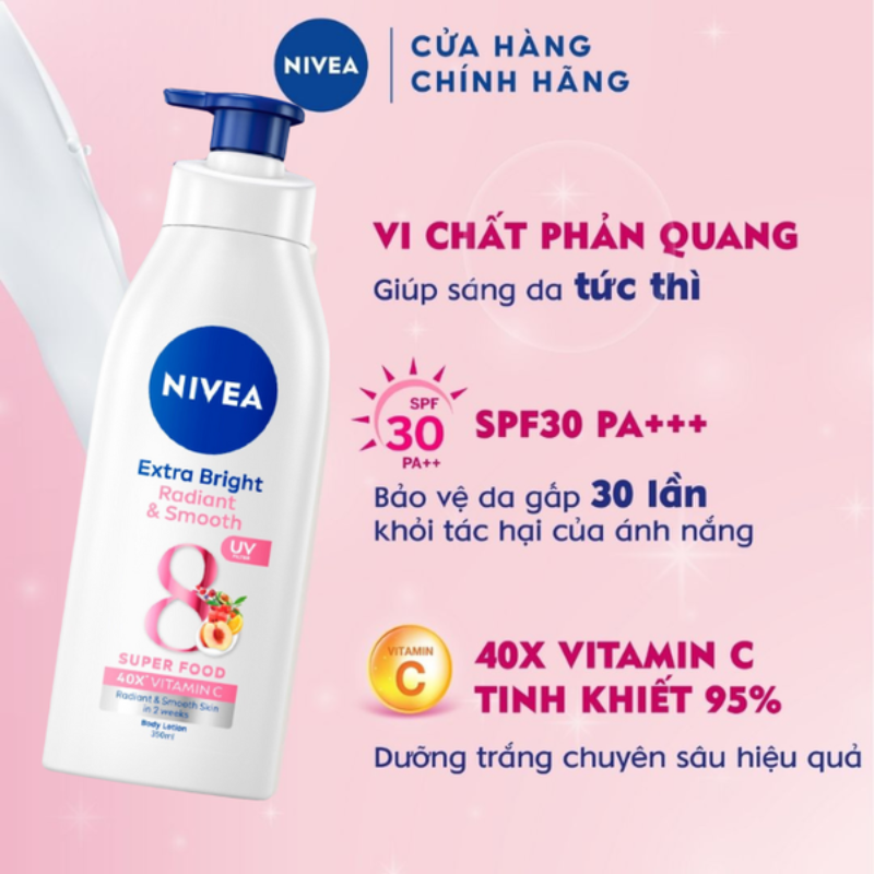 Thông tin nổi bật về SPF30 PA+++ và vitamin C trên hình giới thiệu sản phẩm