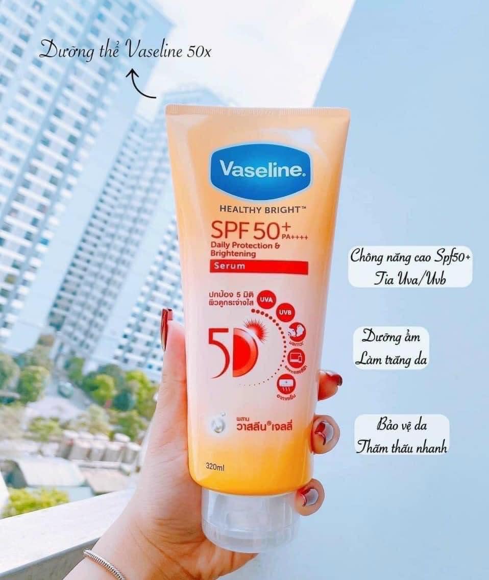 Sữa dưỡng thể chống nắng Vaseline Healthy Bright SPF50+ Daily Protection & Brightening Serum 300ml
