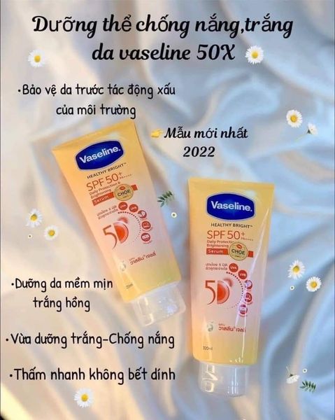 Sữa dưỡng thể chống nắng Vaseline Healthy Bright SPF50+ Daily Protection & Brightening Serum 300ml