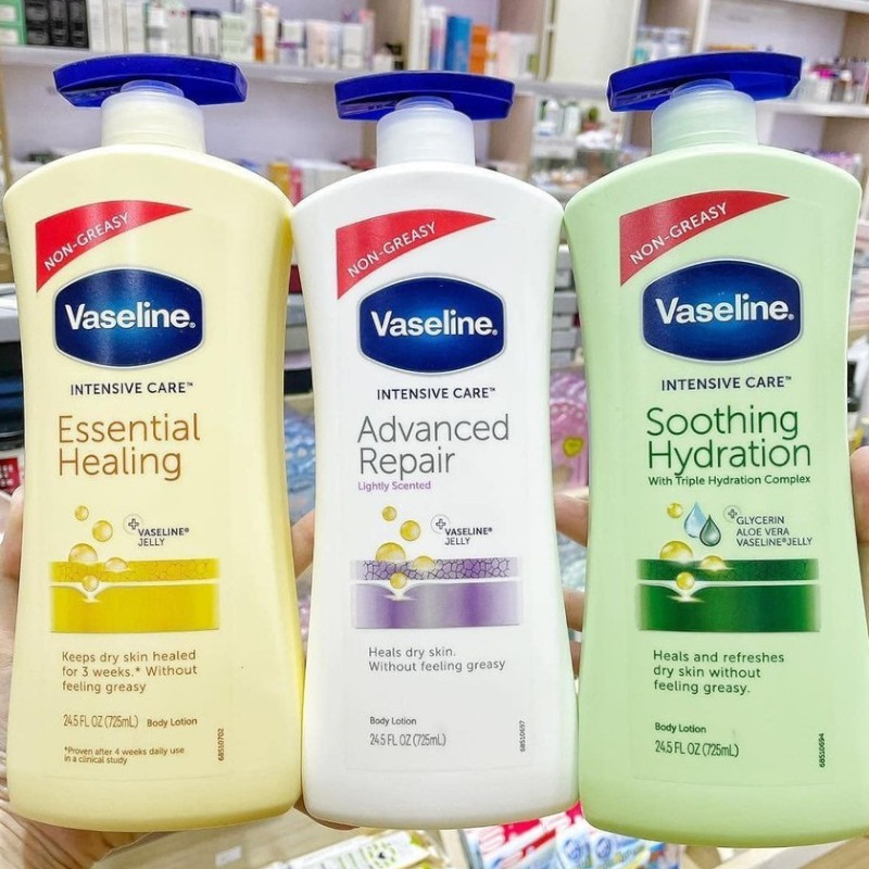 So sánh các dòng Vaseline Intensive Care, nổi bật phiên bản Soothing Hydration xanh lá