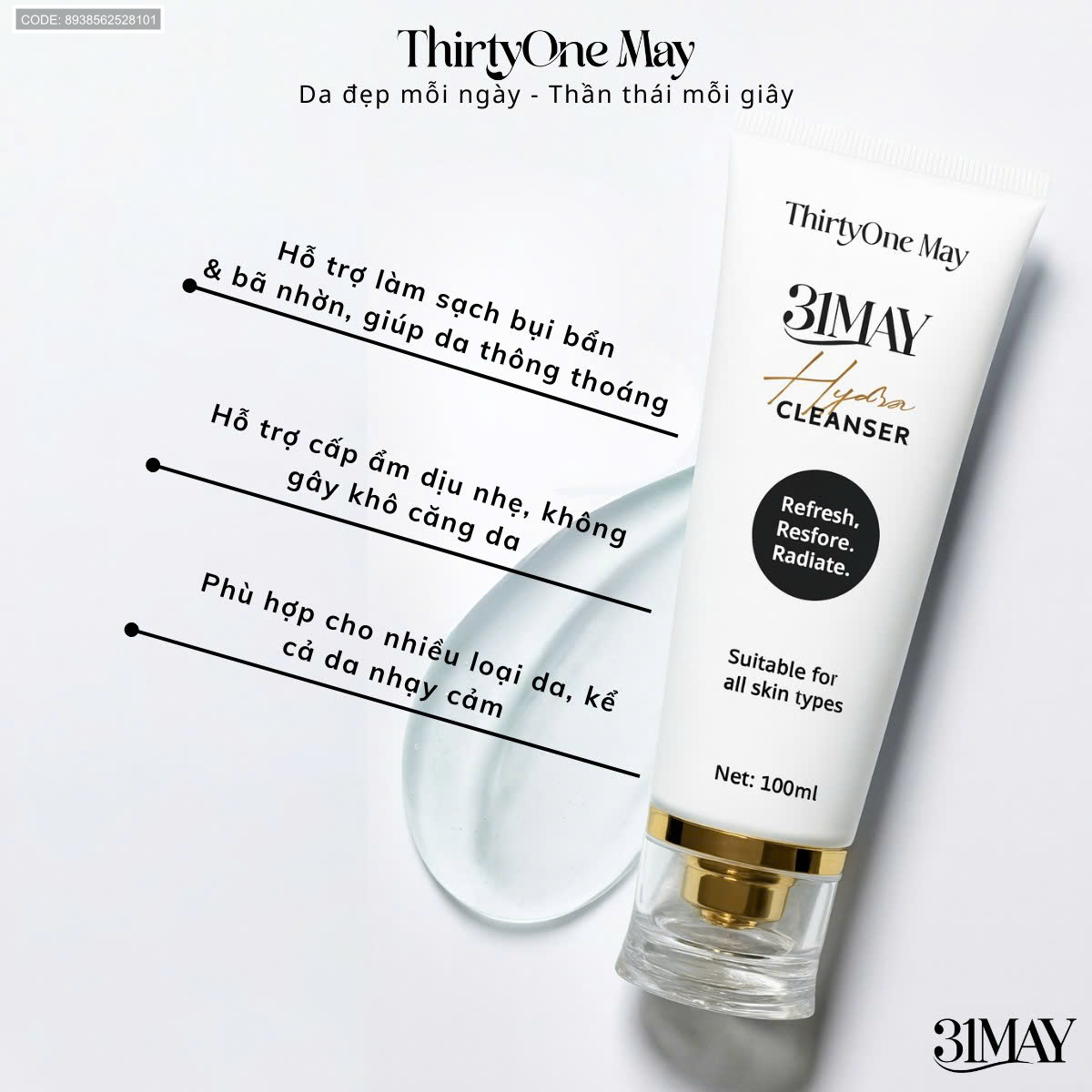 Sữa Rửa Mặt 31may Hydra Cleanser 100ml - Sữa Rửa Mặt Thirty One May