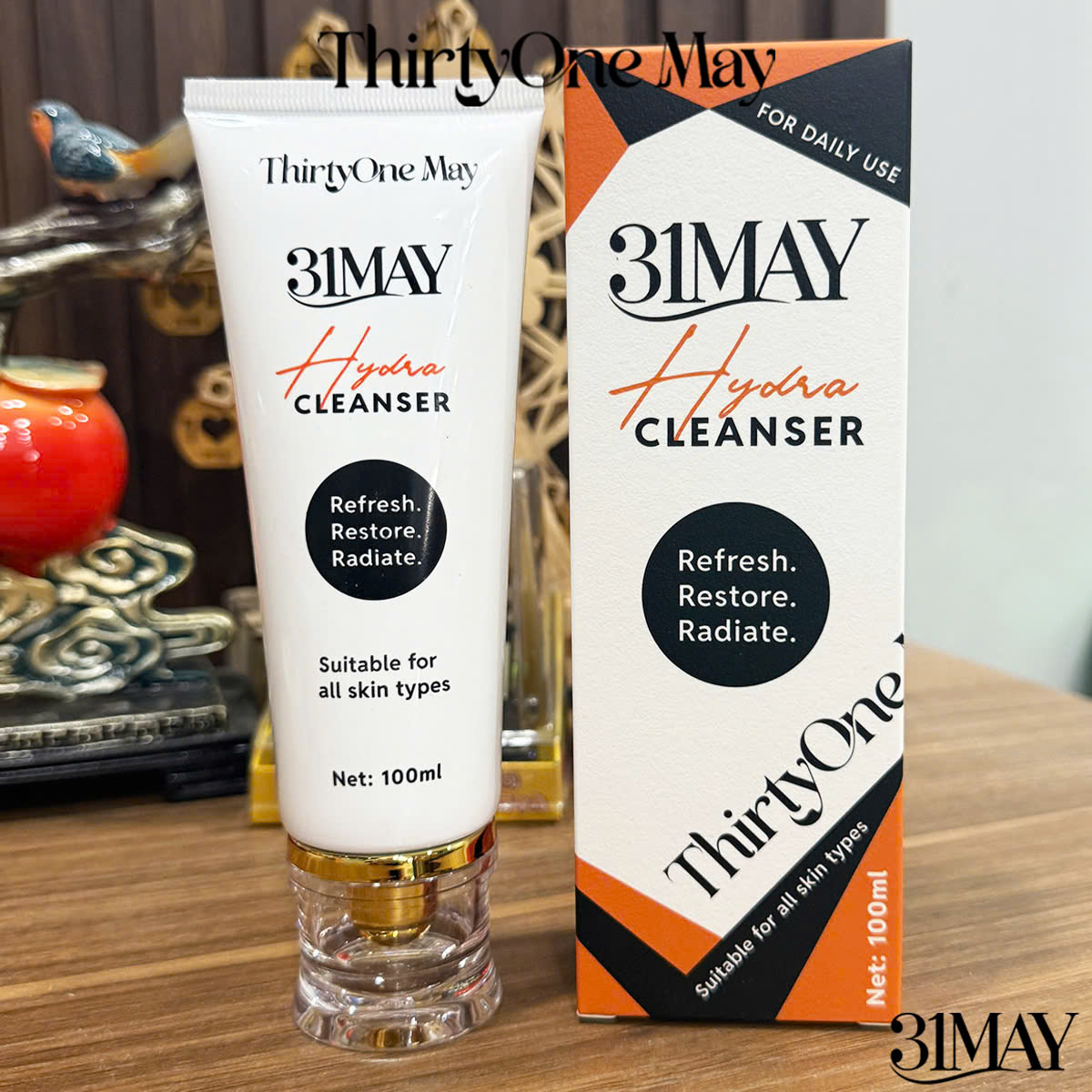 Sữa Rửa Mặt 31may Hydra Cleanser 100ml và bao bì sản phẩm.