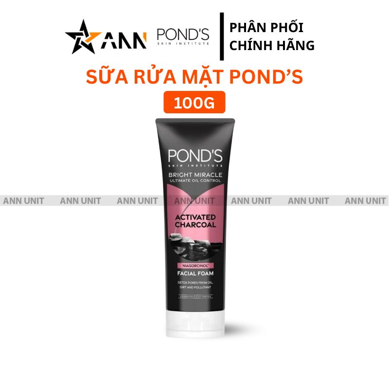 Sữa Rửa Mặt POND'S Skin Institute Bright Miracle Activated Charcoal 100g - Màu Đen