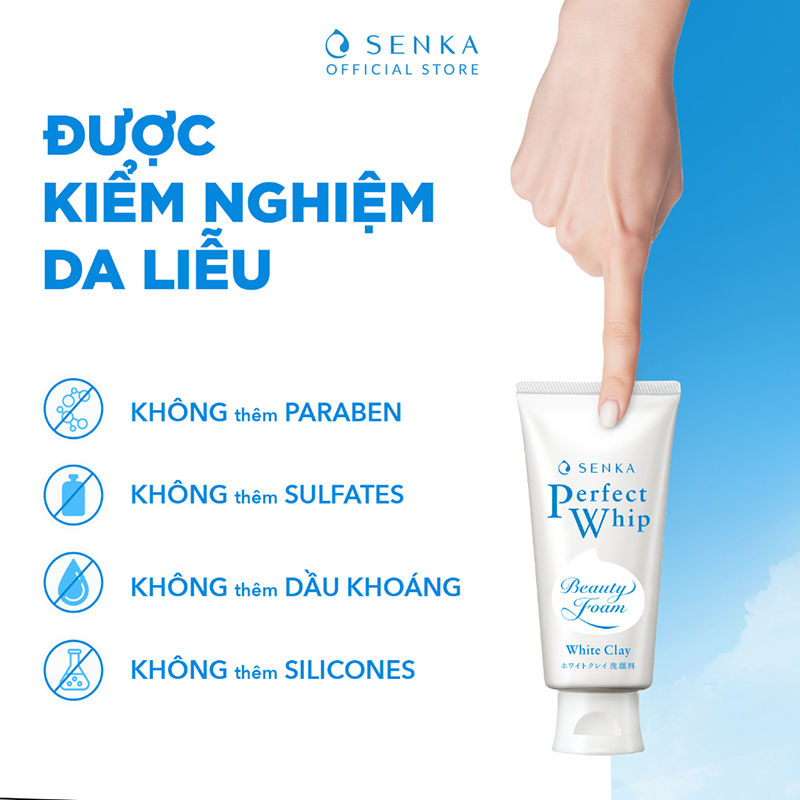 Sữa Rửa Mặt Senka Perfect Whip White Clay Màu Trắng 120g Cho Da Dầu Mụn