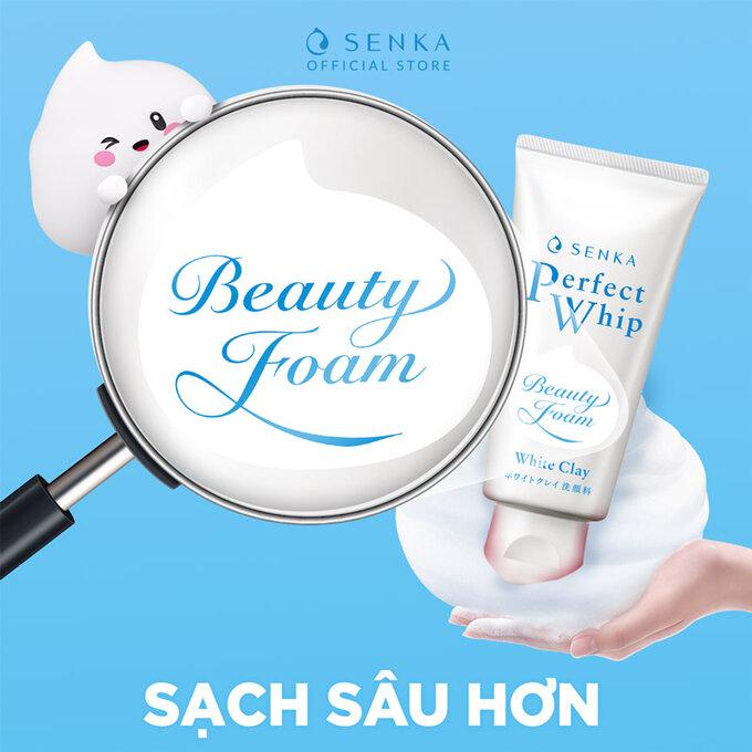 Sữa Rửa Mặt Senka Perfect Whip White Clay Màu Trắng 120g Cho Da Dầu Mụn