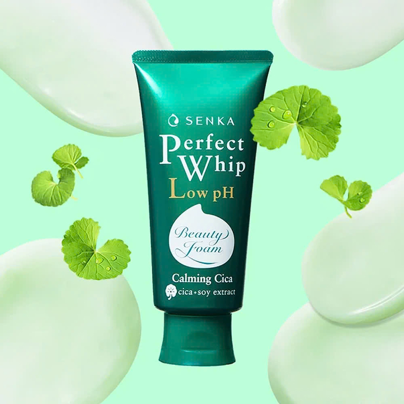 Sữa Rửa Mặt Senka Perfect Whip Low pH Calming Cica Màu Xanh Lá 100g