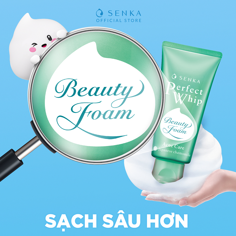 Sữa Rửa Mặt Senka Perfect Whip Màu Xanh Ngọc 100g