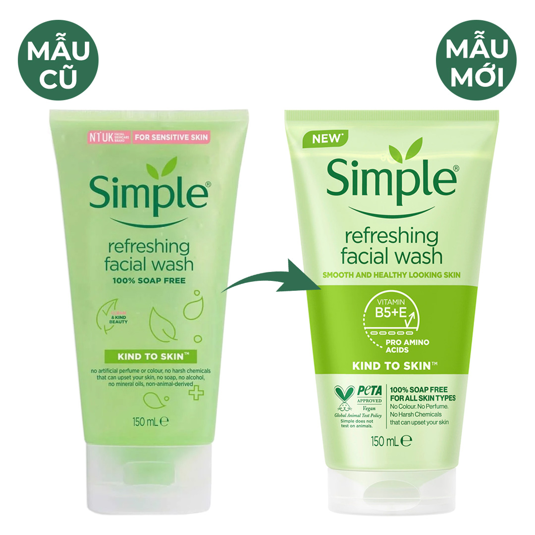 Sữa rửa mặt Simple Kind To Skin Refreshing Facial Wash Gel 150ml