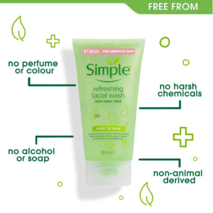 Sữa rửa mặt Simple Kind To Skin Refreshing Facial Wash Gel 150ml