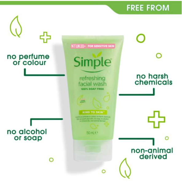 Sữa rửa mặt Simple Kind To Skin Refreshing Facial Wash Gel 150ml