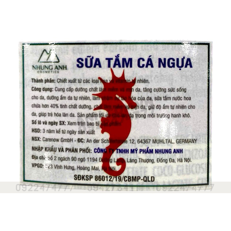 Nhãn phụ thể hiện công dụng và đơn vị nhập khẩu