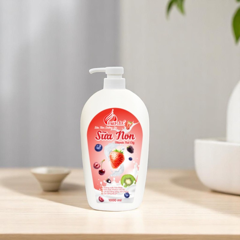 Sữa Tắm Charme Sữa Non Vitamin Trái Cây Hỗ Trợ Cấp Ẩm Dưỡng Sáng Da 1000ml 1 Lít