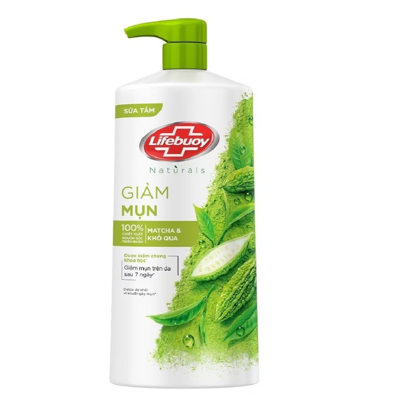 Sữa tắm Lifebuoy Detox Matcha & Khổ Qua hỗ trợ giảm mụn lưng 800g