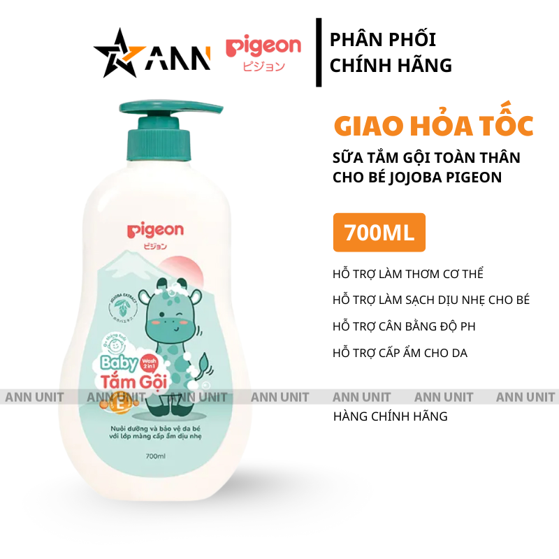Sữa Tắm Gội Toàn Thân Cho Bé Hương Jojoba Pigeon 700ml