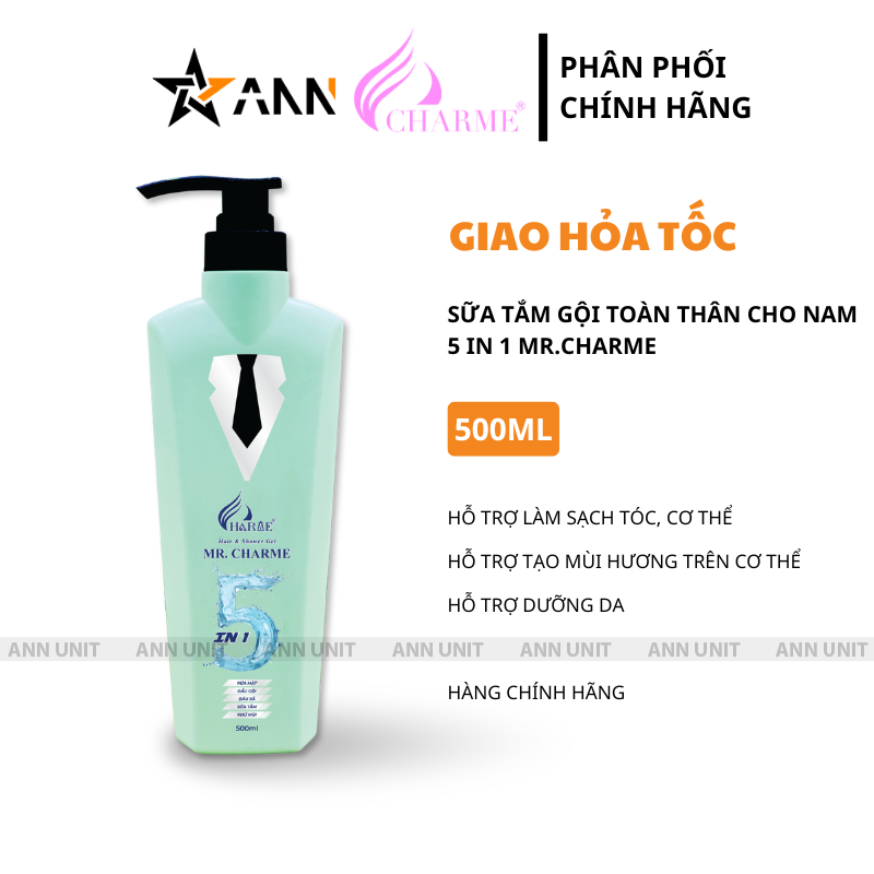 Sữa tắm gội toàn thân Mr Charme 5 In 1 cho nam 500ml