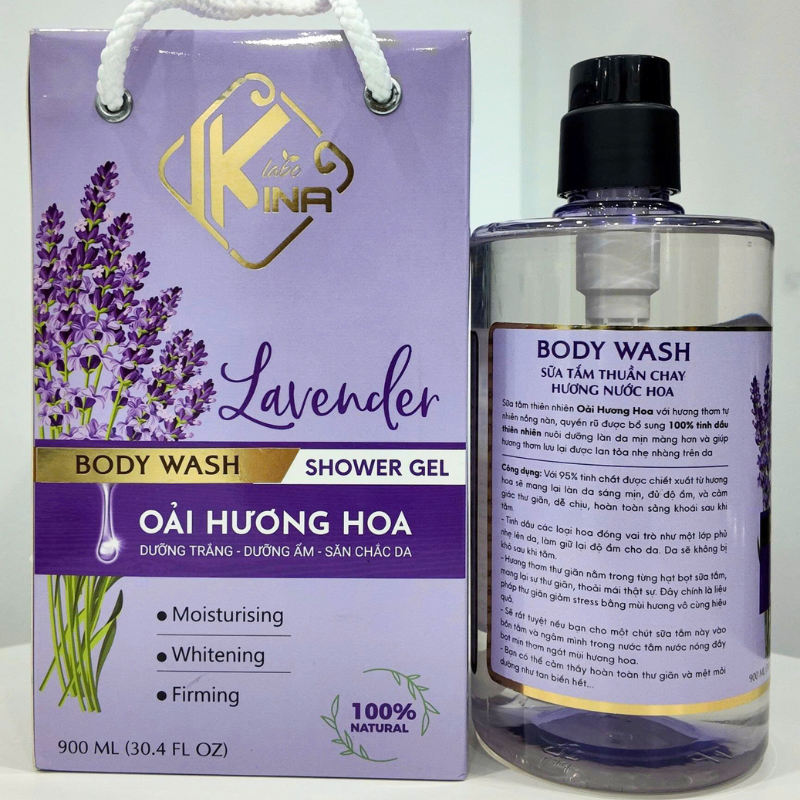 Mặt sau và mặt trước sản phẩm với thông tin dòng hương oải hương
