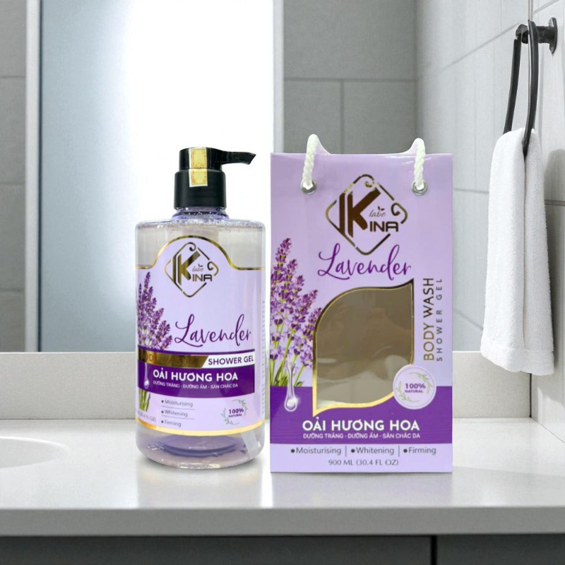 Sữa Tắm Kina Labo Lavender Oải Hương Hoa 900ml Tặng Kèm 1 Bông Tắm