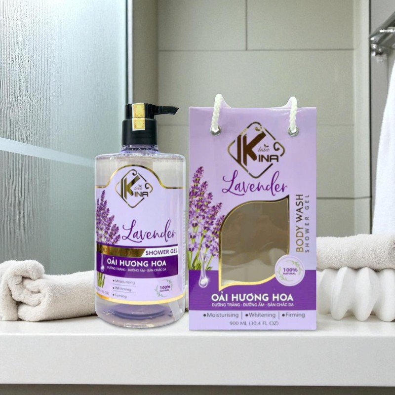 Sữa Tắm Kina Labo Lavender Oải Hương Hoa 900ml Tặng Kèm 1 Bông Tắm