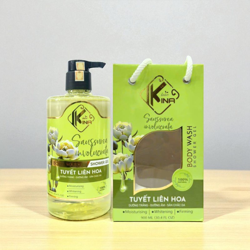 Sữa Tắm Kina Hương Nước Hoa Tuyết Liên 900ml Tặng Kèm 1 Bông Tắm
