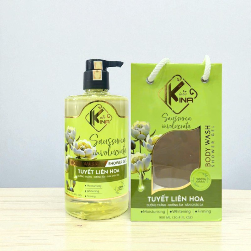 Sữa Tắm Kina Hương Nước Hoa Tuyết Liên 900ml Tặng Kèm 1 Bông Tắm